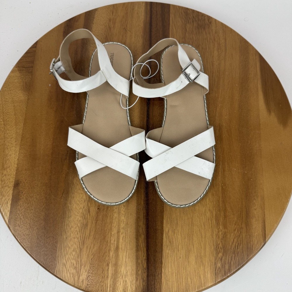 New Girls Big Kids Tucker + Tate Tarya White Strappy Adjustable Sandals Size 5 Y